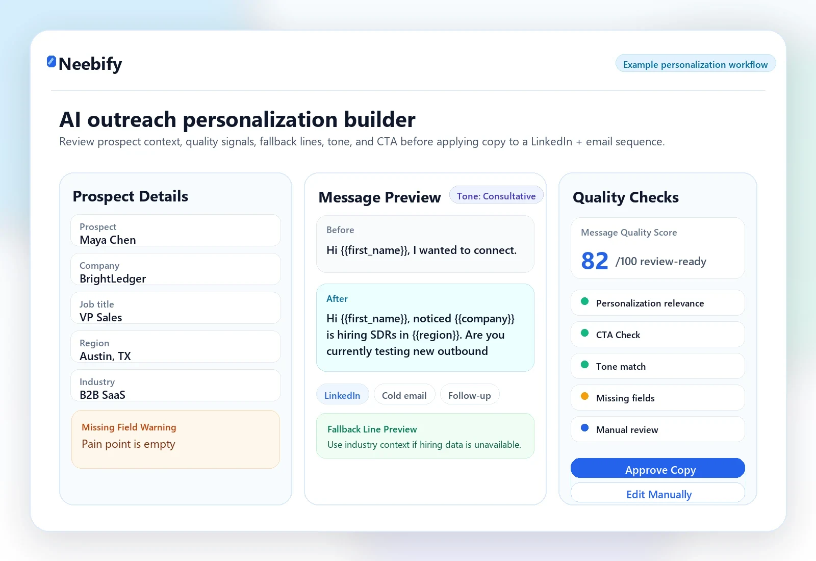 AI-assisted personalization in Neebify